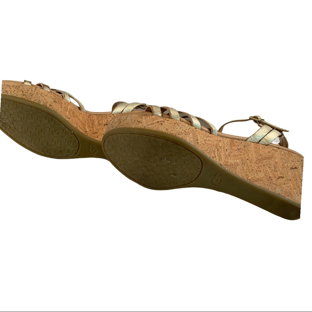 Ugg 10 Brigitte Metallic Wedge Cork Leather Sandal - Picture 7 of 7